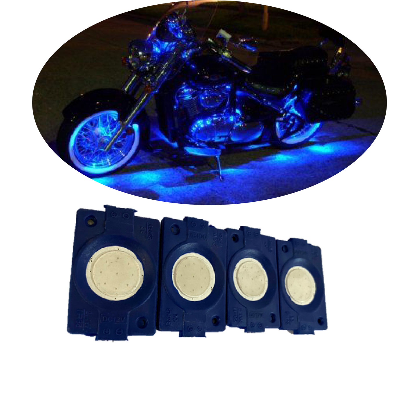 hjg Sunny Day BLUE IMPORTED Underglow PATCH LIGHTS (Front/Rear , Bike Body Lights) - PACK OF 4 - IP65 WATERPROOF DUSTPROOF SHOCKPROOF - Universal Decorative Light for all Motorbike, Car LED ( - bikerkart.com