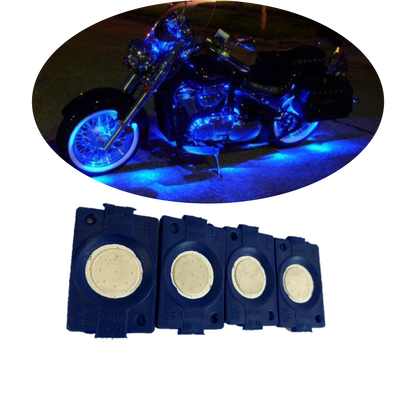 hjg Sunny Day BLUE IMPORTED Underglow PATCH LIGHTS (Front/Rear , Bike Body Lights) - PACK OF 4 - IP65 WATERPROOF DUSTPROOF SHOCKPROOF - Universal Decorative Light for all Motorbike, Car LED ( - bikerkart.com