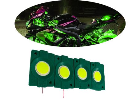 hjg Sunny Day GREEN IMPORTED Underglow PATCH LIGHTS (Front/Rear , Bike Body Lights) - PACK OF 4 - IP65 WATERPROOF DUSTPROOF SHOCKPROOF - Universal Decorative Light for all Motorbike, Car LED  - bikerkart.com